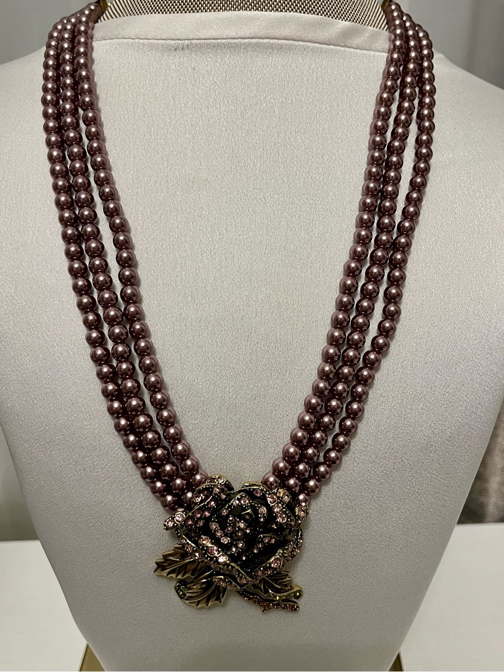 Heidi Daus A Rose By Any Other Name 3 Strand Pearl Necklace